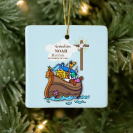 Ornamento De Cerâmica Arca personalizada do neto Baptism Noah
