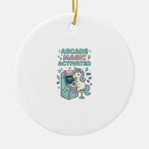 Ornamento De Cerâmica Arcade de Unicórnio Mágico Ativado Produto Elegant