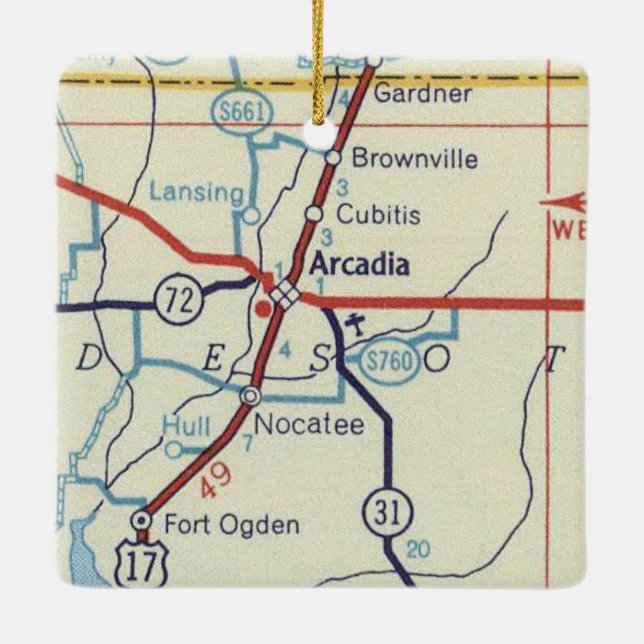 Ornamento De Cerâmica Arcadia Vintage Map (Verso)