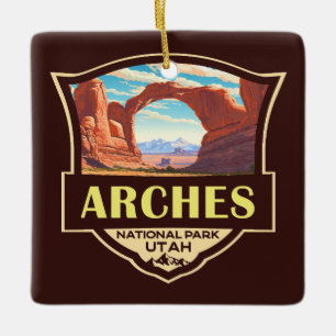 Ornamento De Cerâmica Arches National Park Illustration Retro