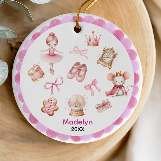 Ornamento De Cerâmica Arco coquetel bonito Nutcracker bailerina rosa (Criador carregado)