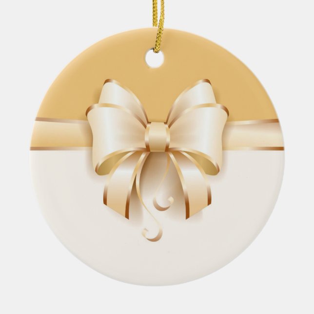 Ornamento De Cerâmica Arco de Natal Dourado elegante (Frente)