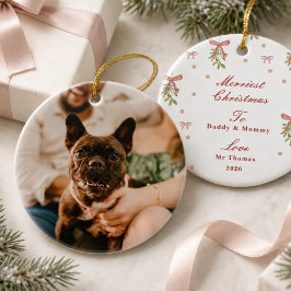 Ornamento De Cerâmica Arco de Natal Grandmillennial com Musgo para Foto