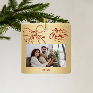 Ornamento De Cerâmica Arco de ouro vermelho, foto desenhada à mão