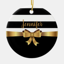 Ornamento De Cerâmica Arco ELEGANTE Dourado, faixa preta, faixa preta