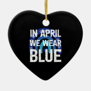 Ornamento De Cerâmica Arco-íris Em Abril Nós Usamos Azul Conscientização