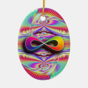 Ornamento De Cerâmica Arco-íris infinito (adicionar palavras)
