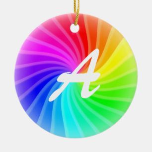Ornamento De Cerâmica Arco-Íris Monograma