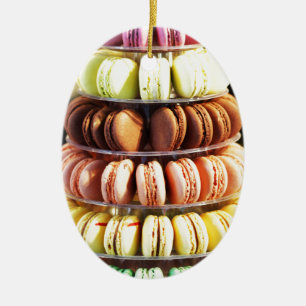 Ornamento De Cerâmica Arco-íris Pastel biscoitos empilhados de Macaron