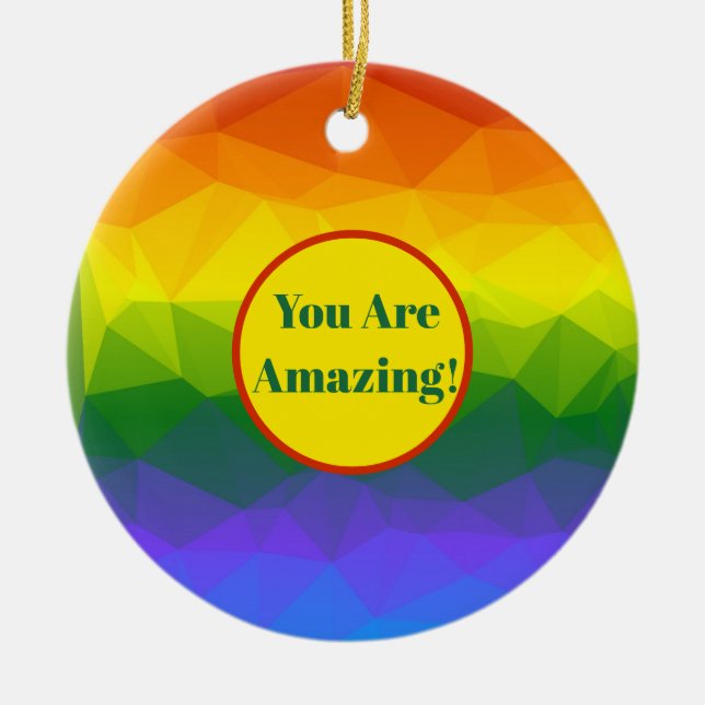 Ornamento De Cerâmica Arco-Íris Poligão (Frente)