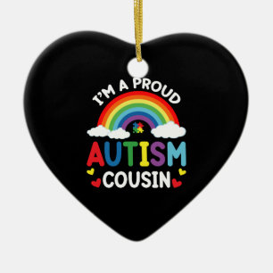 Ornamento De Cerâmica Arco-íris Sou uma Prima Orgulhosa do Autismo Consc