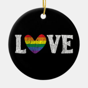 Ornamento De Cerâmica Arco-íris Vintage Amor Orgulhosa Família Gay Lésbi