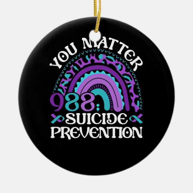 Ornamento De Cerâmica Arco-Íris Você Importa 988 Awarenes De Prevenção C (Frente)