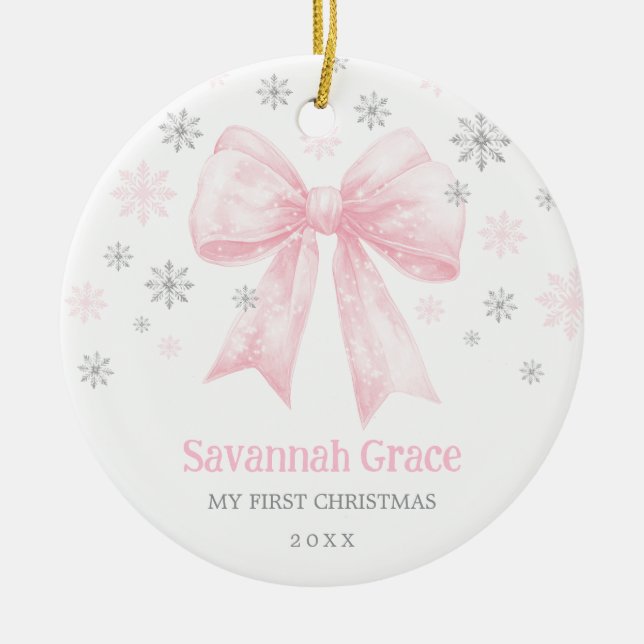 Ornamento De Cerâmica Arco rosa Fita Fita Fita Fita Fita Garota 1rua Nat (Frente)