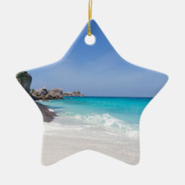 Ornamento De Cerâmica Areia branca semelhante e mar azul-turquesa