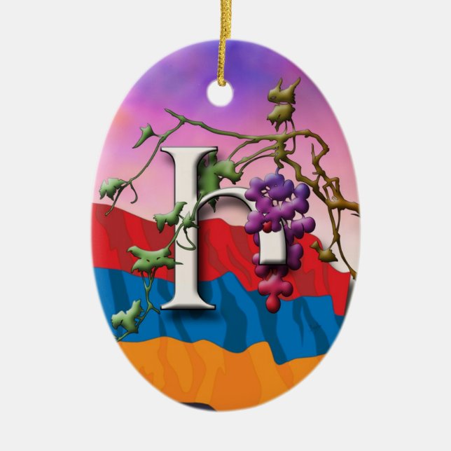 Ornamento De Cerâmica Arênio - Iniciais alfabéticos "Eni" (Frente)