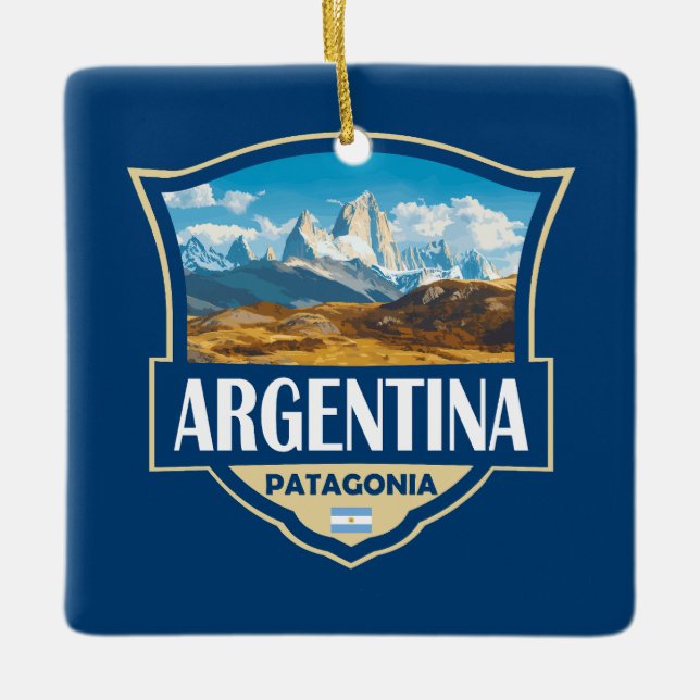 Ornamento De Cerâmica Argentina Illustration Retro Badge (Frente)
