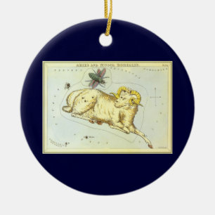 Ornamento De Cerâmica Áries Carneiro, Constelação Vintage, Espelho de Ur