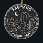 Ornamento De Cerâmica Arizona Nacional do Parque Saguaro Vintage Monolin<br><div class="desc">Trabalho de arte de vetor Saguaro. O parque é batizado para o grande cactus saguaro,  nativo de seu ambiente deserto.</div>