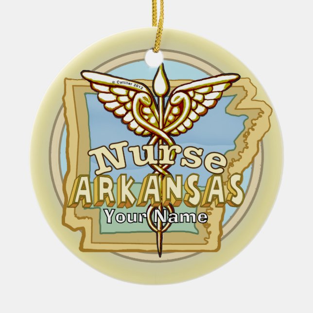 Ornamento De Cerâmica Arkansas Nurse Caduceus Ornament  (Frente)