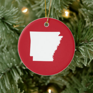 Ornamento De Cerâmica Arkansas Vermelho e Branco