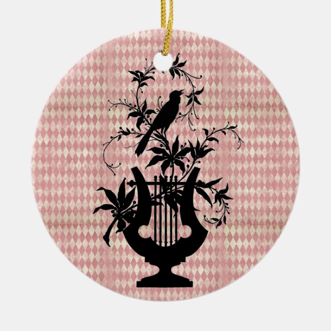Ornamento De Cerâmica Arlequin Harp Bird Silhouette Ornament (Frente)