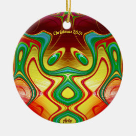 Ornamento De Cerâmica ARLO ~ CHRISTMAS Amarelo Brilhante Verde Verde 202