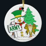 Ornamento De Cerâmica Army Snowman Christmas<br><div class="desc">Army Snowman Christmas</div>