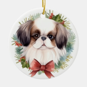 Ornamento De Cerâmica Aro Pupila Festivo de Natal do Chin Japonês