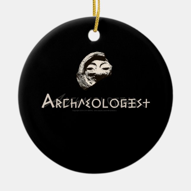 Ornamento De Cerâmica Arqueólogo em Letras Primitivas Gregas (Frente)