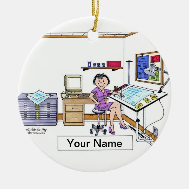 Ornamento De Cerâmica Arquiteto/engenheiro - fêmea (Frente)