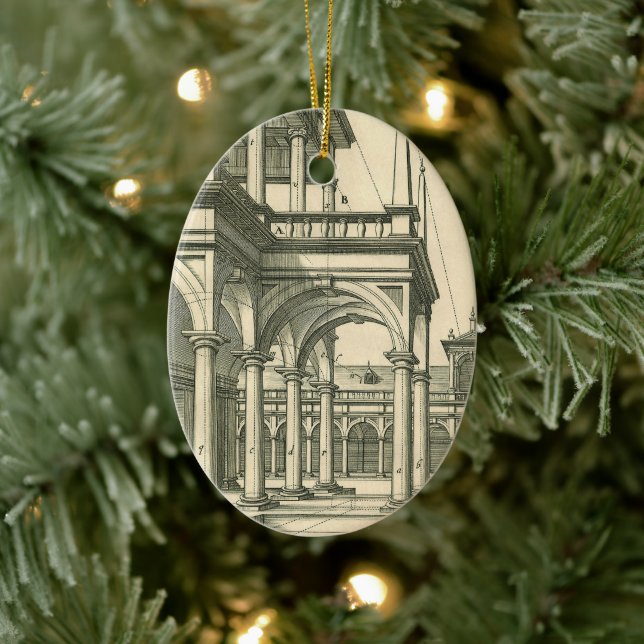 Ornamento De Cerâmica Arquitetura Antiga, Pátio Romano com Colunas (Árvore)