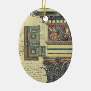 Ornamento De Cerâmica Arquitetura Vintage, Coluna com Relevo de Cornija