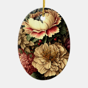 Ornamento De Cerâmica Arranjo Floral de Vintagem Magnífico