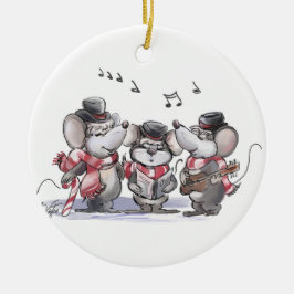 Ornamento De Cerâmica Arrefecimento com o Mic, Mac & Moe Round Ornament