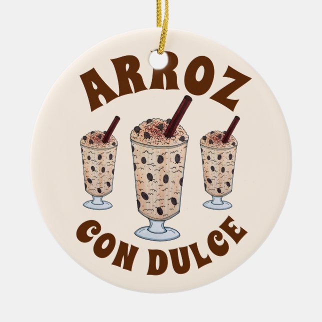Ornamento De Cerâmica Arroz con Dulce Porto Rico em Arroz de Coco (Frente)