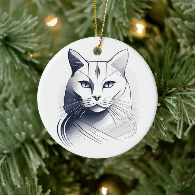 Ornamento De Cerâmica Art Deco Cat Ornament (Árvore)