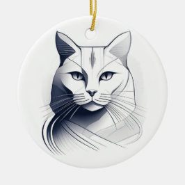Ornamento De Cerâmica Art Deco Cat Ornament