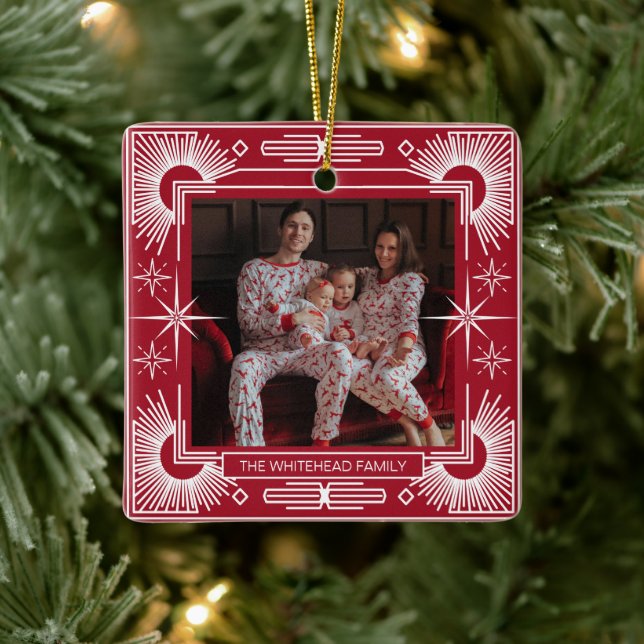 Ornamento De Cerâmica Art Deco Natal - Feriado Vermelho (Árvore)