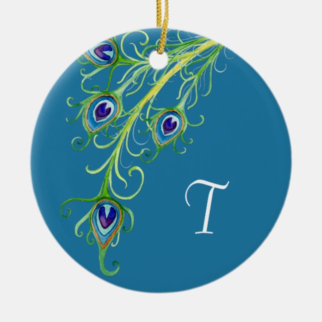 Ornamento De Cerâmica Art Deco Nouveau Style Pancas Pancas Pavão (Frente)