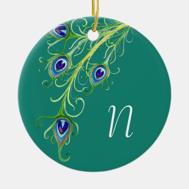 Ornamento De Cerâmica Art Deco Nouveau Style Pancas Pancas Pavão (Frente)