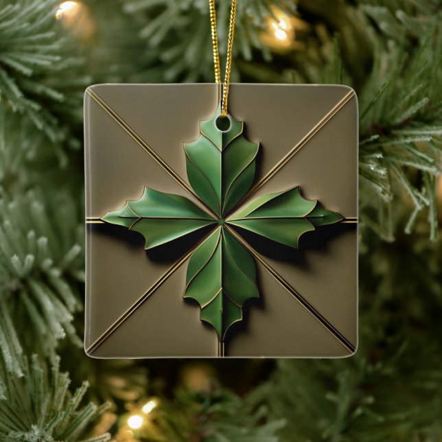 Ornamento De Cerâmica Art Deco Poinsettia Leaf (Árvore)