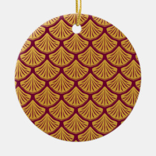 Ornamento De Cerâmica Art Deco Scales da Sereia - Magenta