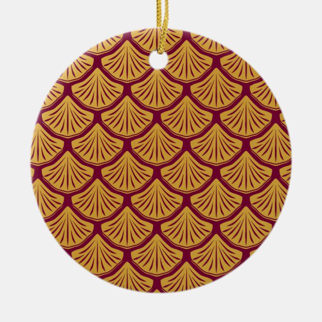 Ornamento De Cerâmica Art Deco Scales da Sereia - Magenta (Frente)