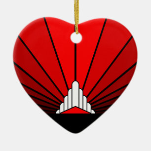 Ornamento De Cerâmica Art deco sun em vermelho