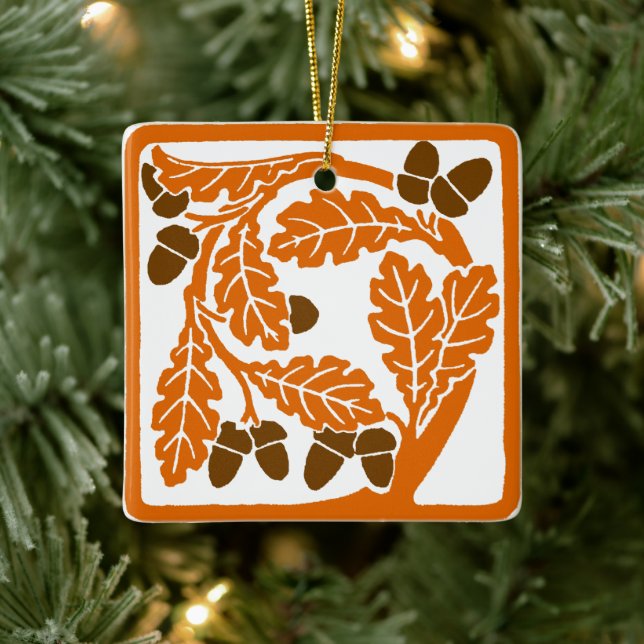 Ornamento De Cerâmica Art Nouveau Acorns e Oak Leaves (Árvore)