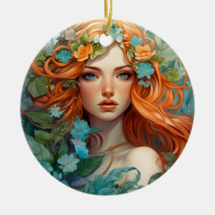 Ornamento De Cerâmica Art Nouveau Aos Sí Fada