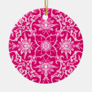 Ornamento De Cerâmica Art Nouveau Azulejo Chinês - Fuchsia Rosa