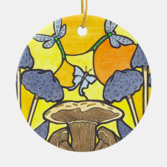Ornamento De Cerâmica Art Nouveau Fungi (Frente)