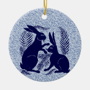 Ornamento De Cerâmica Art Nouveau Par dos Coelhos De Morgan e Morris
